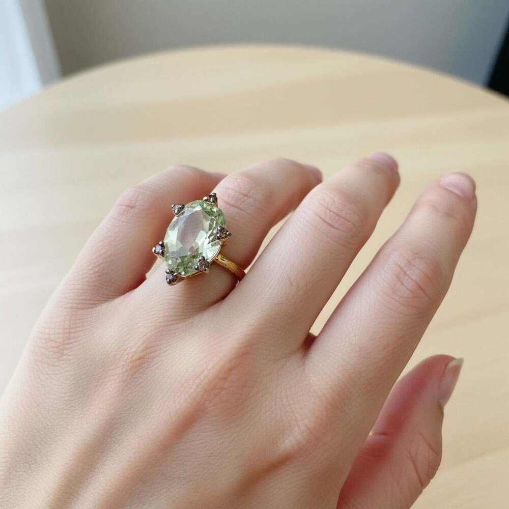 Brilliant Earth Garden Party Prasiolite Diamond Cocktail Ring Size 7